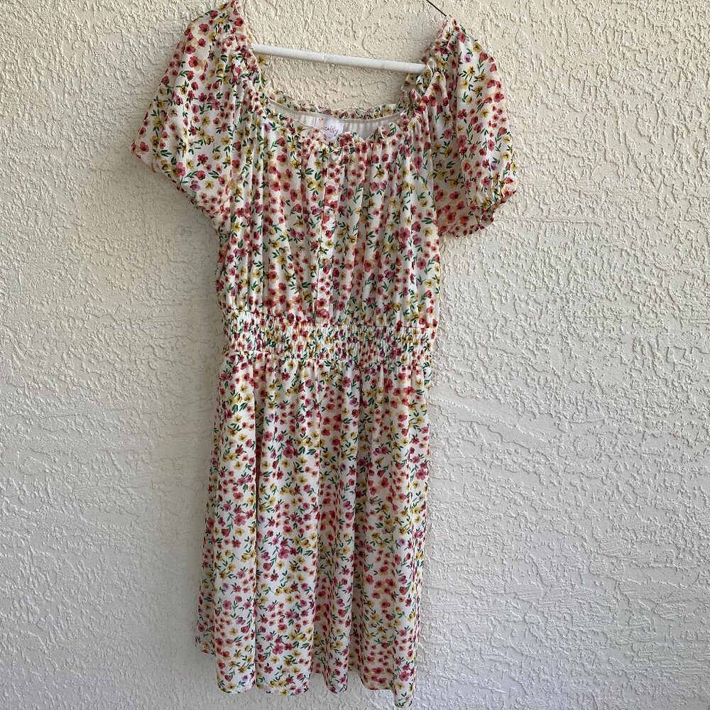 Sirenlily Spring Easter floral dress Sz S BABYDOLL PUFF SLEEVE PULL ON BOHO